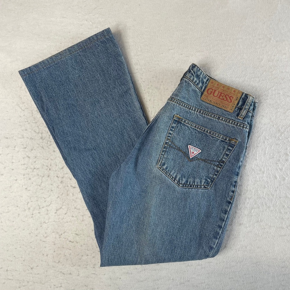 Guess Flare Jeans Womens 31 Blue Denim Low Rise Vintage 90s Y2K